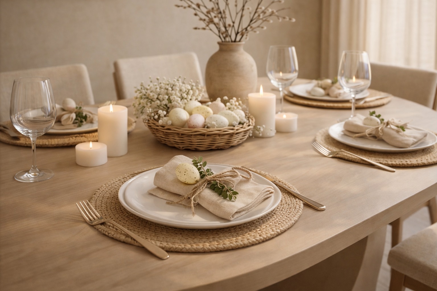 jak udekorować stół na Wielkanoc kwiatami i pisankami